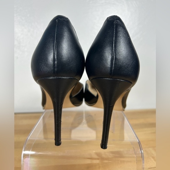 Marc Fisher Darlina D'orsay Pumps Black Pointed Toe Gold Trim 3.5” High Heel - Picture 5 of 11